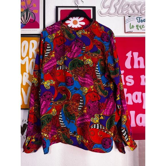 Vintage MARTINIQUE Women’s Long Sleeve Blouse | | Psychedelic Paisley Print | - Picture 1 of 5